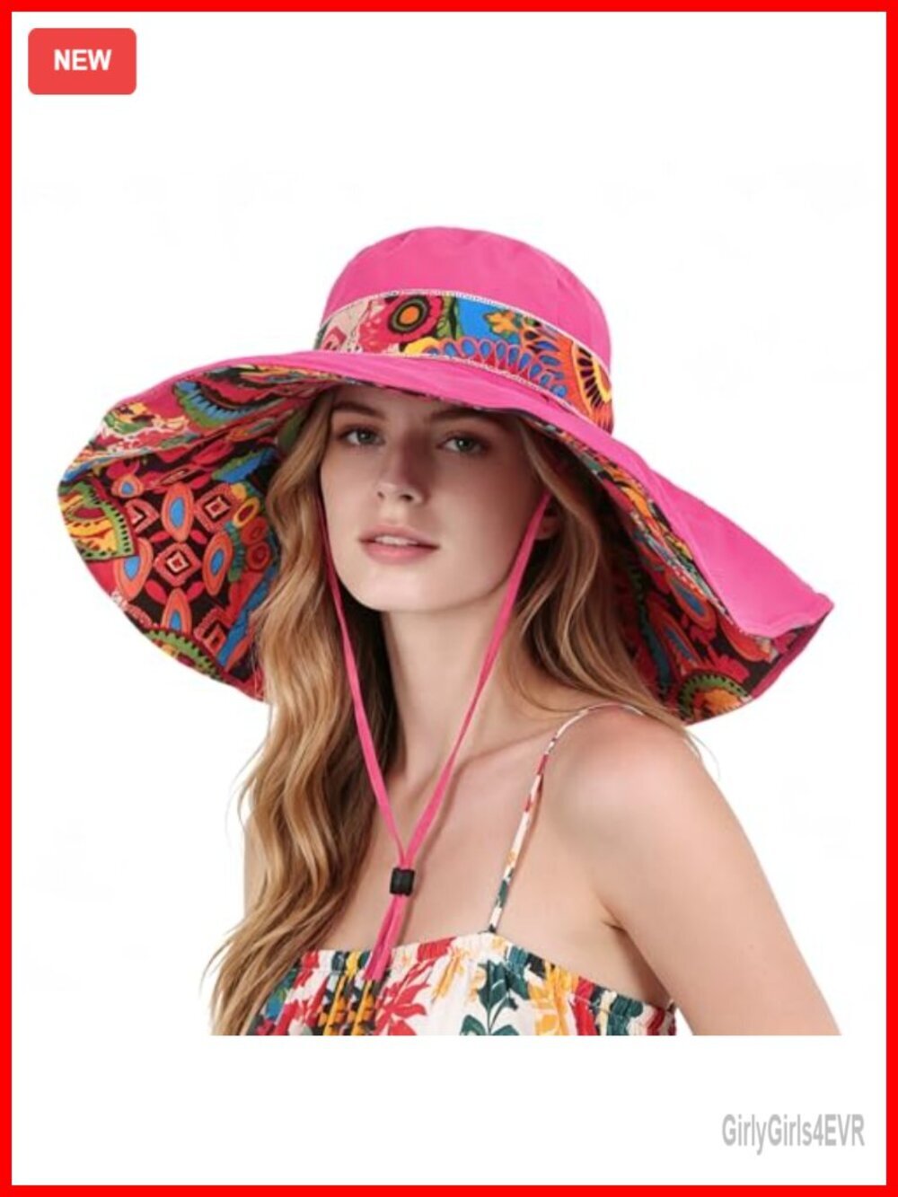 Women's Foldable Floppy Sun Hat Reversible UPF 50+ Wide Brim Beach Travel